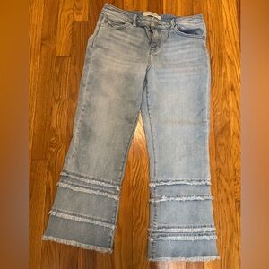 Liverpool Light Blue Frayed Hem Flare Jeans